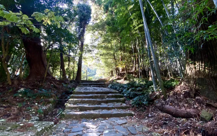 The atmospheric entrance to the Kumano Kodo pathway. We hiked the ancient Kumano trails in between playing golf in Wakayama, Japan.